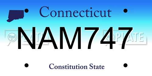 NAM747 Connecticut License Plate