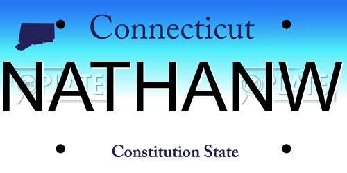 NATHANW Connecticut License Plate