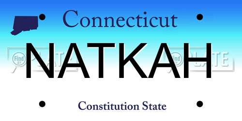 NATKAH Connecticut License Plate