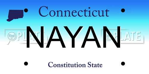 NAYAN Connecticut License Plate