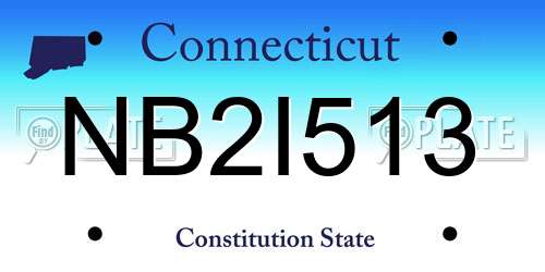 NB2I513 Connecticut License Plate
