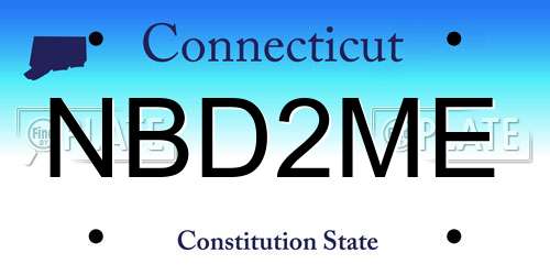 NBD2ME Connecticut License Plate