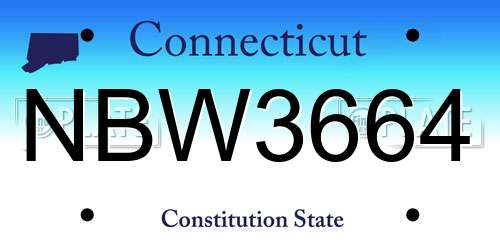 NBW3664 Connecticut License Plate