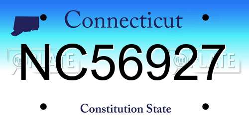 NC56927 Connecticut License Plate