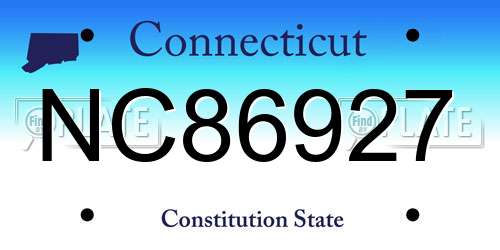 NC86927 Connecticut License Plate