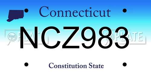 NCZ983 Connecticut License Plate
