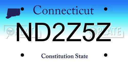 ND2Z5Z Connecticut License Plate