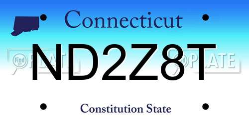 ND2Z8T Connecticut License Plate