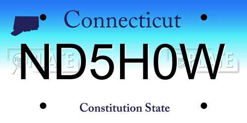 ND5H0W Connecticut License Plate