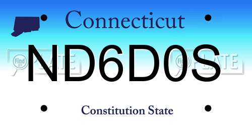 ND6D0S Connecticut License Plate