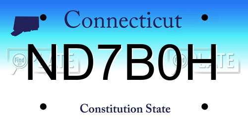 ND7B0H Connecticut License Plate