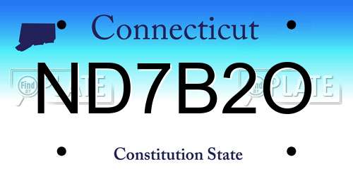 ND7B2O Connecticut License Plate