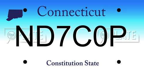 ND7C0P Connecticut License Plate