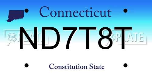 ND7T8T Connecticut License Plate