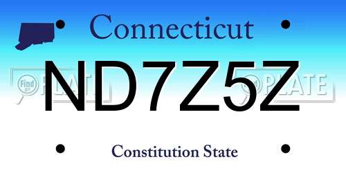 ND7Z5Z Connecticut License Plate