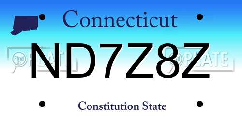 ND7Z8Z Connecticut License Plate