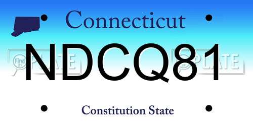NDCQ81 Connecticut License Plate