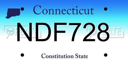 NDF728 Connecticut License Plate