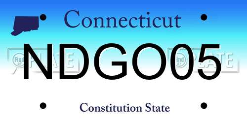 NDGO05 Connecticut License Plate