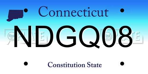 NDGQ08 Connecticut License Plate