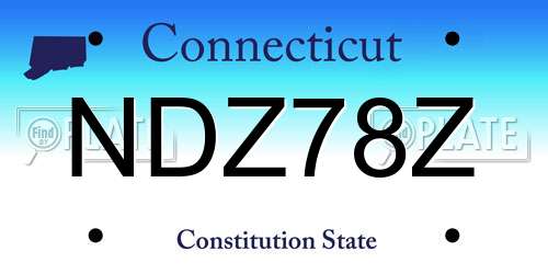 NDZ78Z Connecticut License Plate