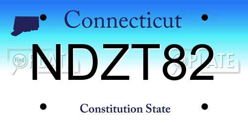 NDZT82 Connecticut License Plate