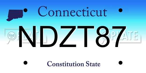 NDZT87 Connecticut License Plate
