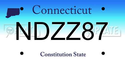 NDZZ87 Connecticut License Plate