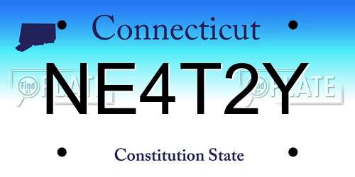 NE4T2Y Connecticut License Plate