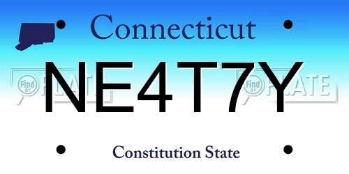NE4T7Y Connecticut License Plate