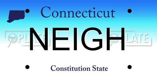 NEIGH Connecticut License Plate