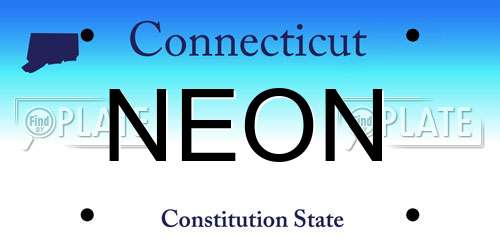 NEON Connecticut License Plate