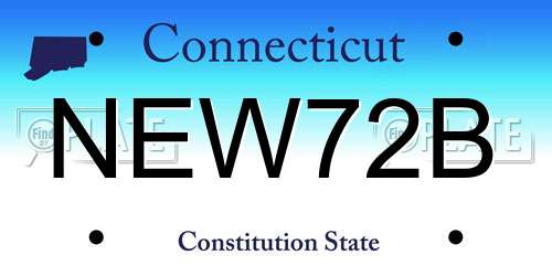 NEW72B Connecticut License Plate