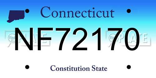 NF72170 Connecticut License Plate