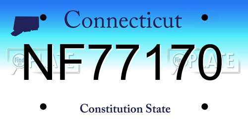 NF77170 Connecticut License Plate