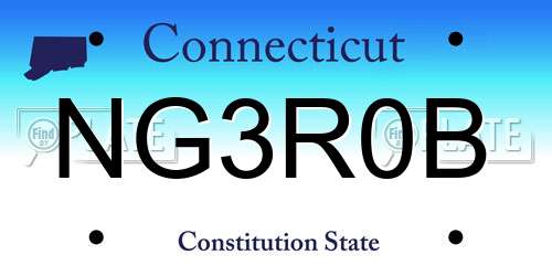 NG3R0B Connecticut License Plate