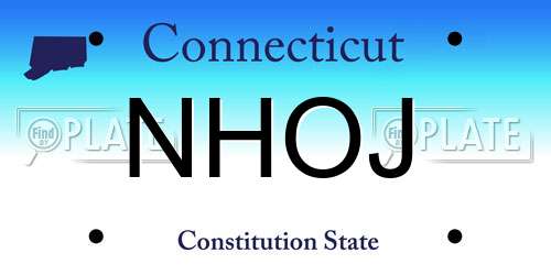 NHOJ Connecticut License Plate