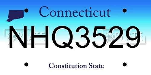 NHQ3529 Connecticut License Plate