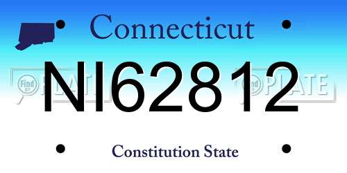 NI62812 Connecticut License Plate