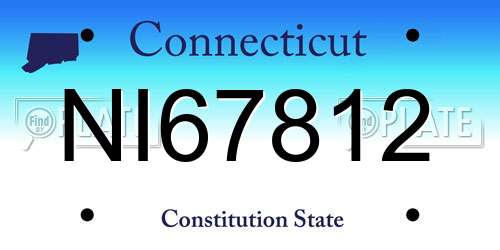 NI67812 Connecticut License Plate