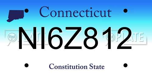NI6Z812 Connecticut License Plate