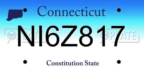 NI6Z817 Connecticut License Plate