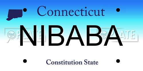 NIBABA Connecticut License Plate