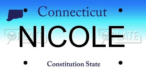 NICOLE Connecticut License Plate
