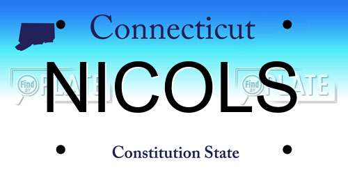 NICOLS Connecticut License Plate
