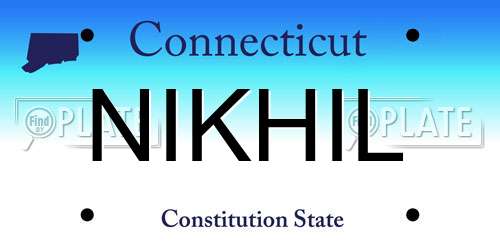 NIKHIL Connecticut License Plate