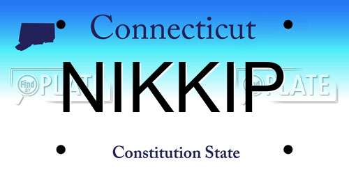 NIKKIP Connecticut License Plate