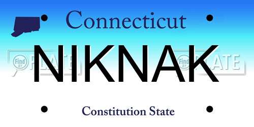 NIKNAK Connecticut License Plate