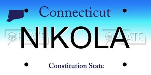 NIKOLA Connecticut License Plate