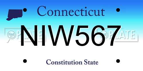 NIW567 Connecticut License Plate